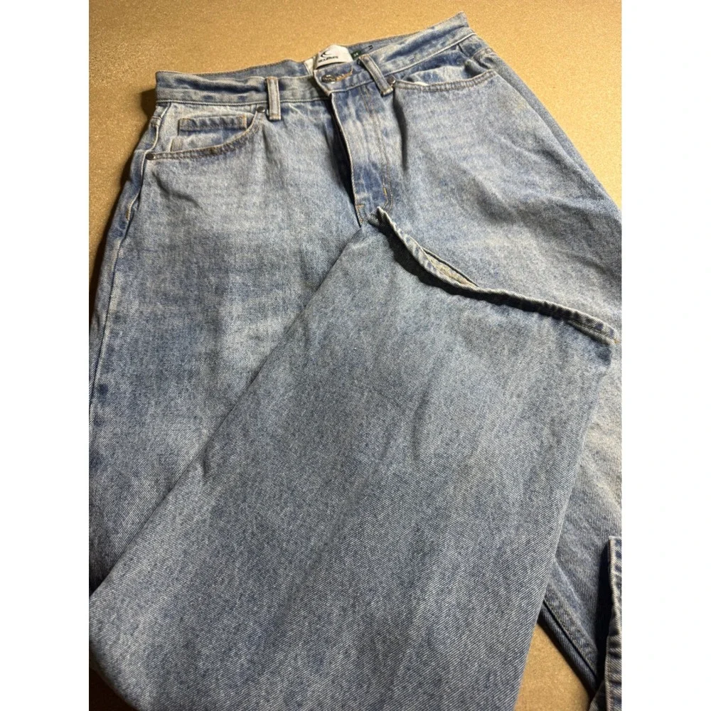 Scuffers Mens Wide Leg Star Embroidered Jeans Light Wash Blue Size 34 Streetwear